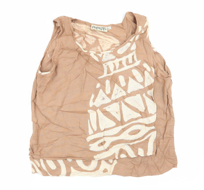 Ananda Womens Beige Geometric  Basic Tank Size M  - Size M/L