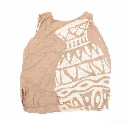 Ananda Womens Beige Geometric  Basic Tank Size M  - Size M/L