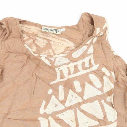 Ananda Womens Beige Geometric  Basic Tank Size M  - Size M/L