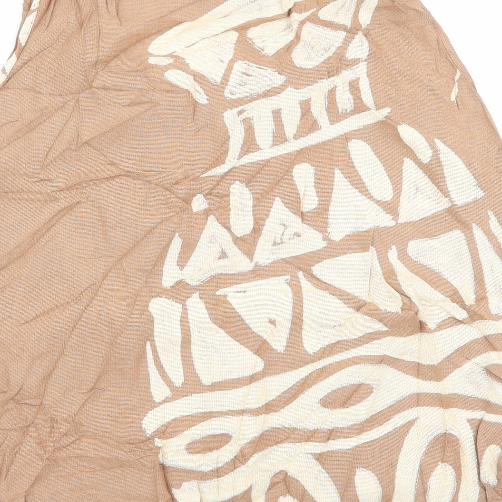 Ananda Womens Beige Geometric  Basic Tank Size M  - Size M/L