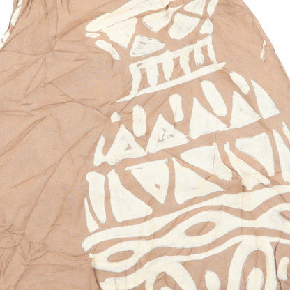 Ananda Womens Beige Geometric  Basic Tank Size M  - Size M/L