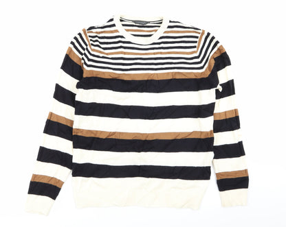 Cedar Wood State Mens Multicoloured Striped  Pullover Jumper Size M