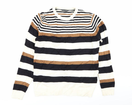 Cedar Wood State Mens Multicoloured Striped  Pullover Jumper Size M