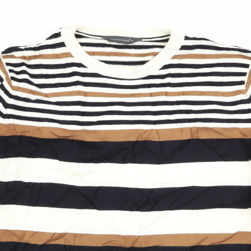 Cedar Wood State Mens Multicoloured Striped  Pullover Jumper Size M