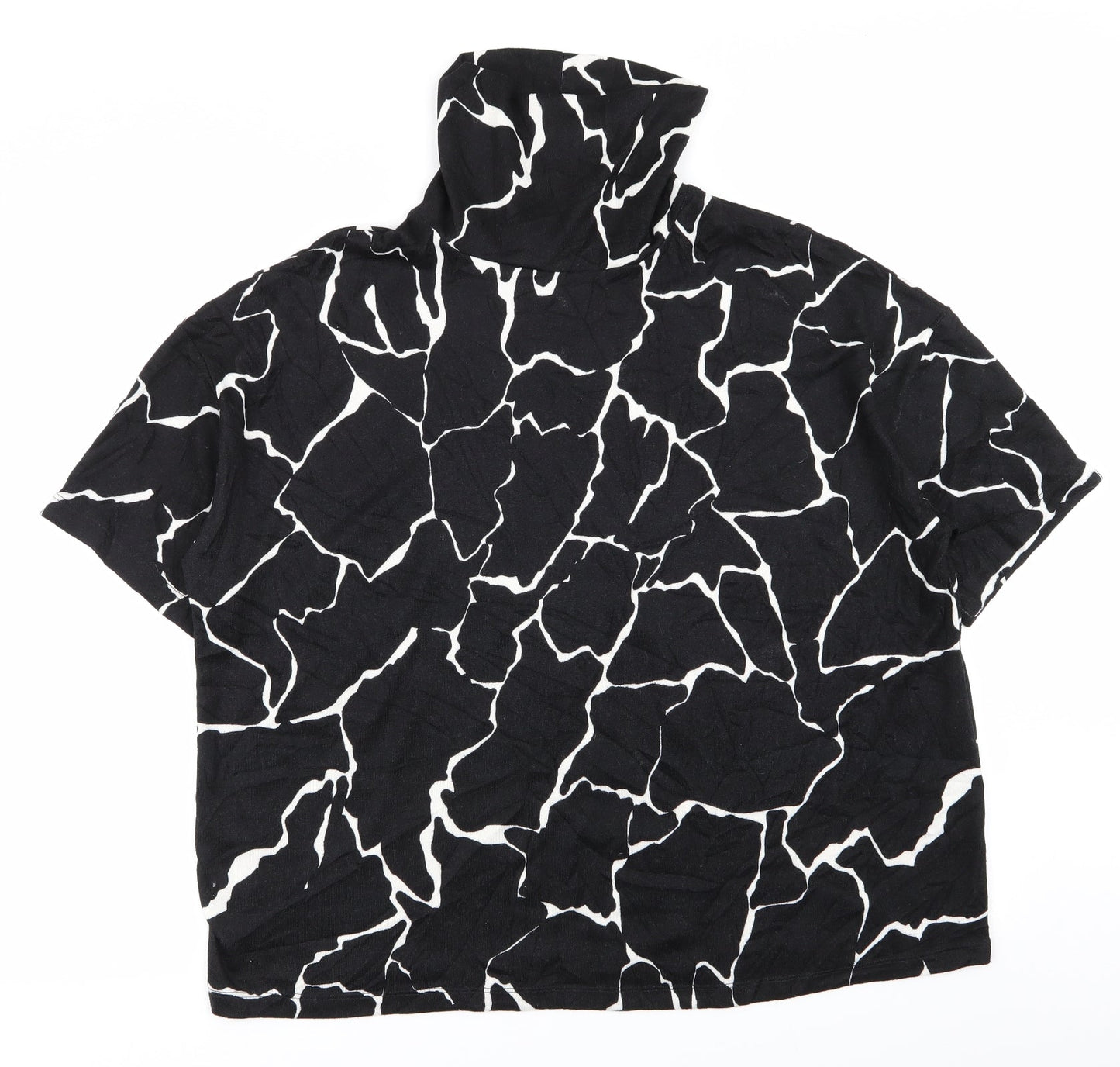 TU Womens Black Geometric  Basic T-Shirt Size 14