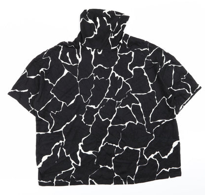 TU Womens Black Geometric  Basic T-Shirt Size 14