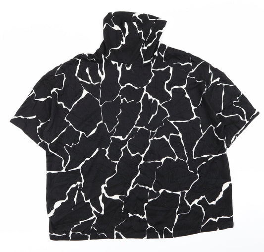 TU Womens Black Geometric  Basic T-Shirt Size 14