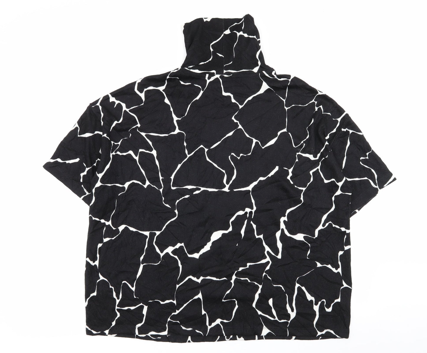 TU Womens Black Geometric  Basic T-Shirt Size 14