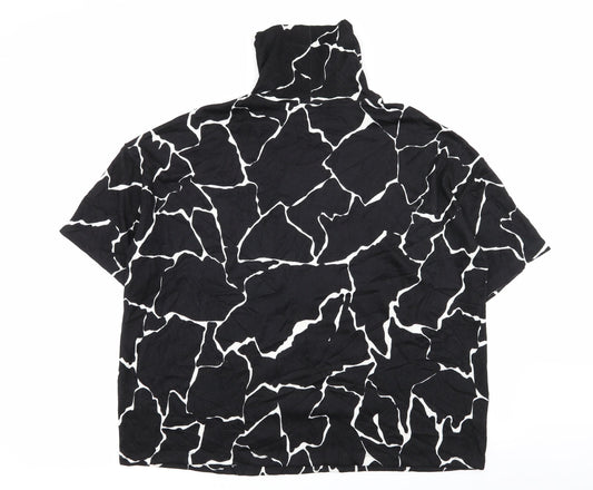 TU Womens Black Geometric  Basic T-Shirt Size 14