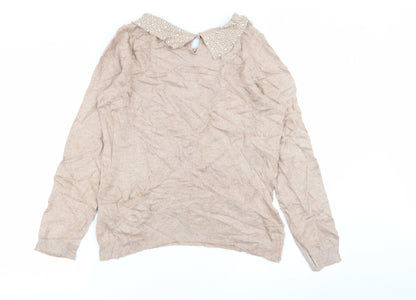 Womens UK Size M Preworn Beige Pullover Jumper