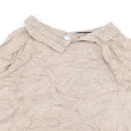 Womens UK Size M Preworn Beige Pullover Jumper