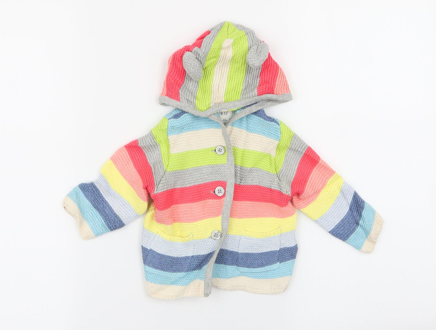 Gap Boys Multicoloured Striped  Cardigan Jumper Size 3-6 Months