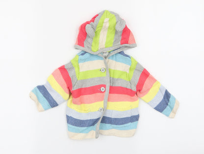 Gap Boys Multicoloured Striped  Cardigan Jumper Size 3-6 Months