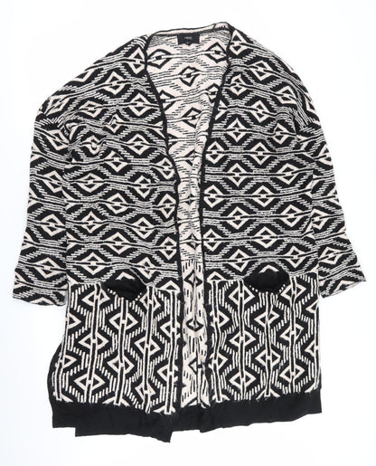 Front view of nect women’s multicoloured geometric cardigan jumper, size L