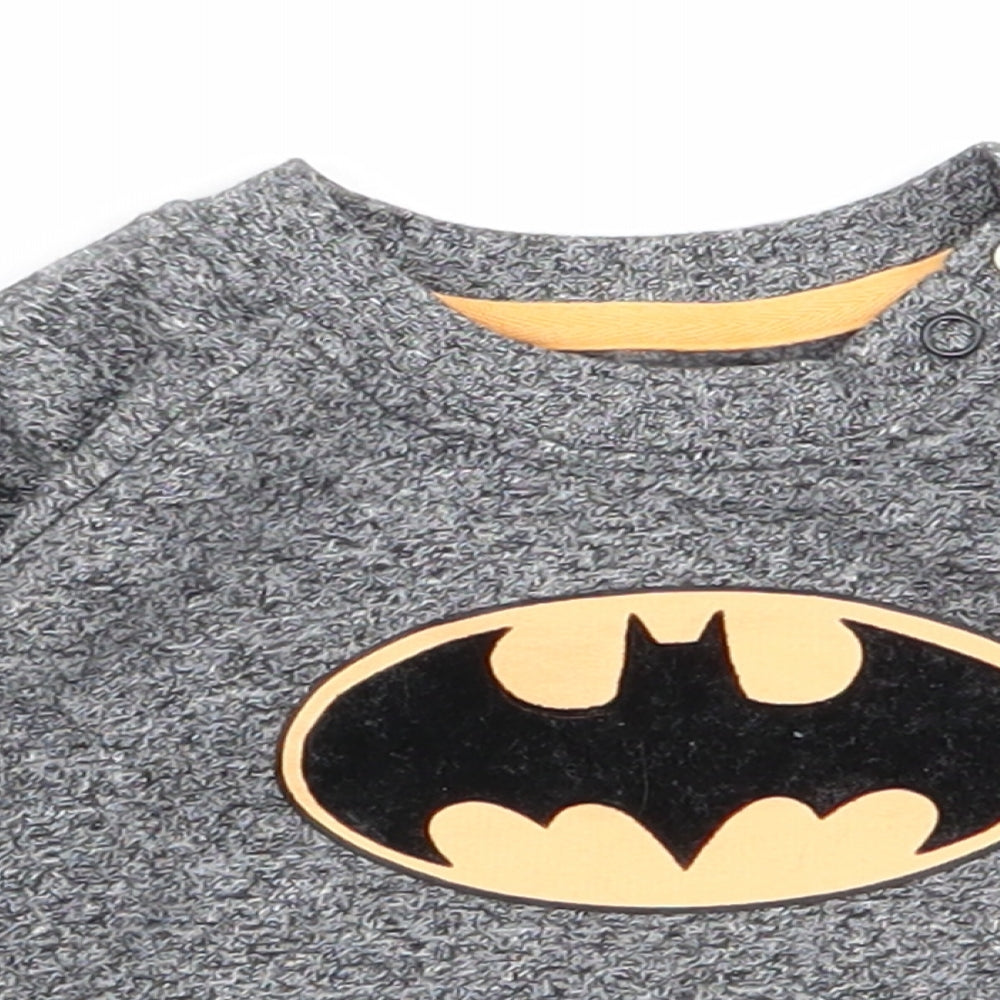 Close-up detail of Batman Baby Grey jumper, size 0-3, Months