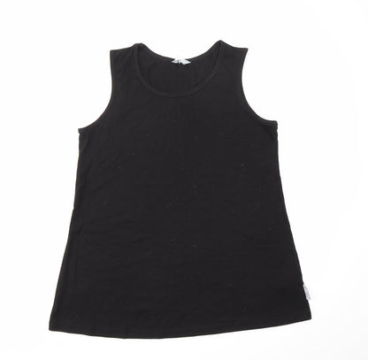 Additional front view of Capsule LESIURE women’s black basic t-shirt, size UK 14