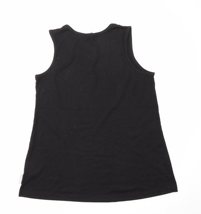 Back view of Capsule LESIURE women’s black basic t-shirt, size UK 14