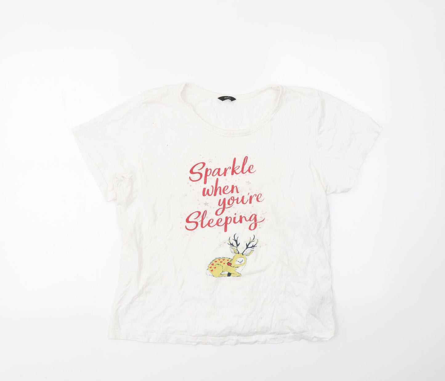 Womens UK Size 10 M&CO White Basic T-Shirt