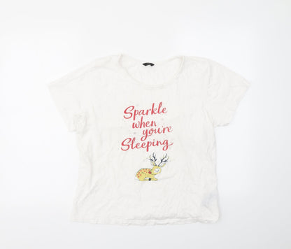 Womens UK Size 10 M&CO White Basic T-Shirt