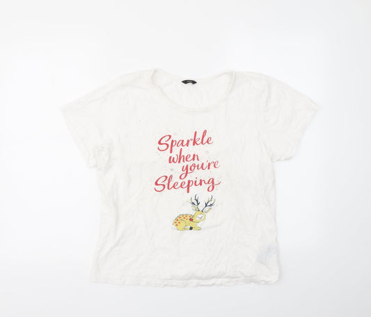 Womens UK Size 10 M&CO White Basic T-Shirt