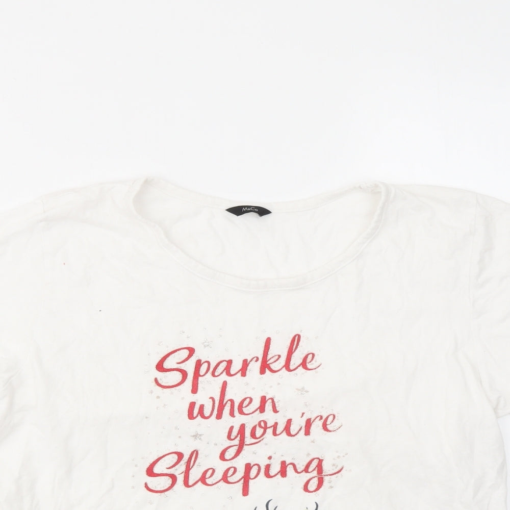 Womens UK Size 10 M&CO White Basic T-Shirt