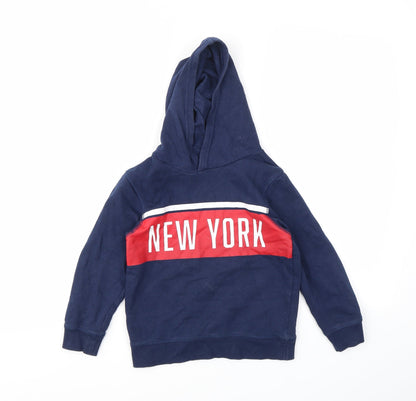 H&M Boys Blue Geometric  Pullover Hoodie Size 4-5 Years