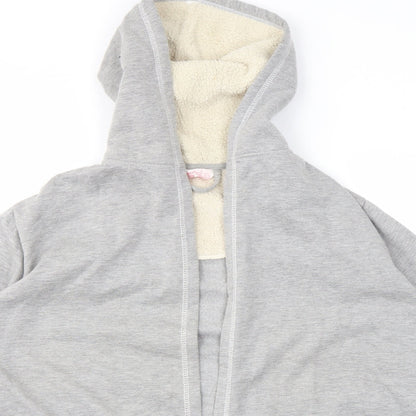 Close-up detail of SECRET women’s grey jacket coatigan, size L