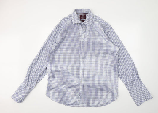 Mens UK Collar Size 16.5 M&S Smart Blue  Dress Shirt