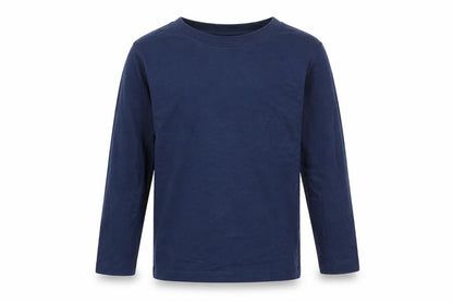 Front view of H&M girls’ blue basic t-shirt, size 5-6, years