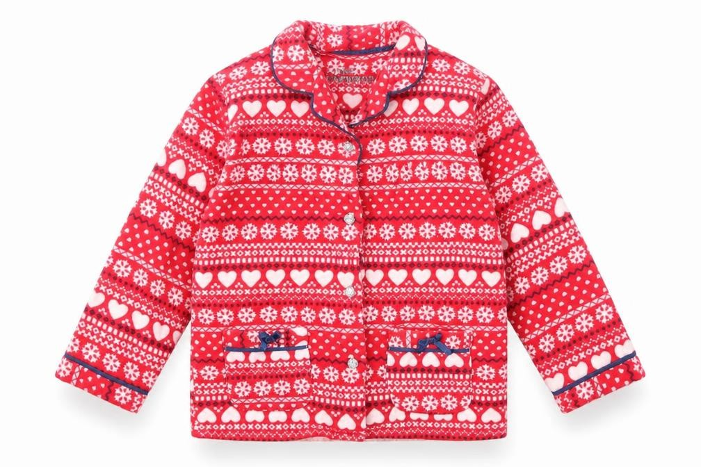 Front view of Young Dimension girls’ red geometric top pyjama top, size 4-5, years