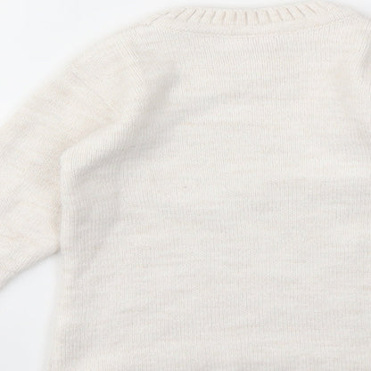 PAPILON Girls Ivory Geometric  Pullover Jumper Size 3-4 Years