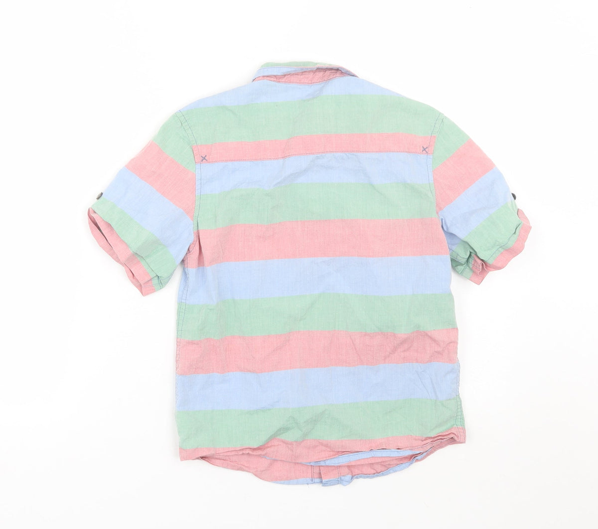 Back view of John Lewis boys’ multicoloured striped basic button-up, size 9, years