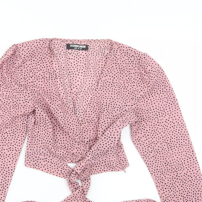 Womens UK Size 6 Fashion Union Pink Cropped T-Shirt