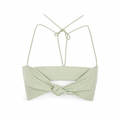 Front view of Nasty Gal women’s green cropped tank, size UK 6