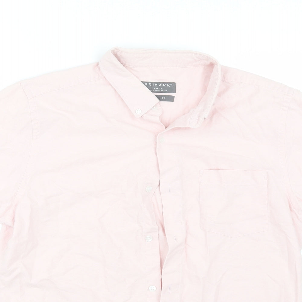 Primark Mens Pink    Button-Up Size L