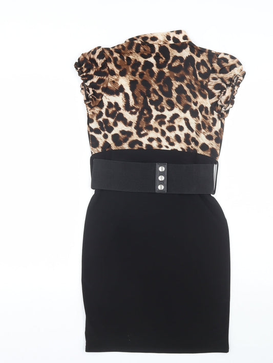 Progress Womens Brown Animal Print  T-Shirt Dress  Size S