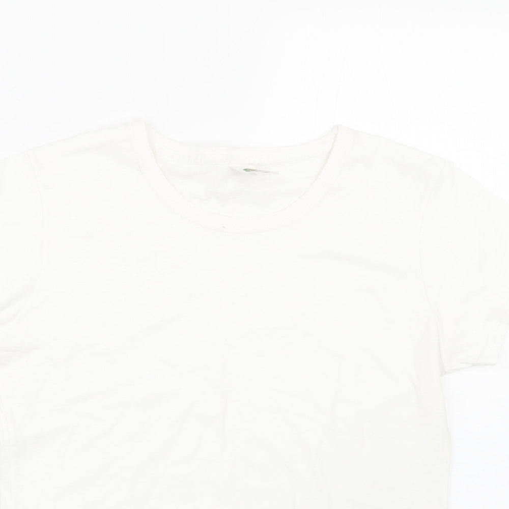 Womens UK Size L Fruit of the Loom White Basic T-Shirt