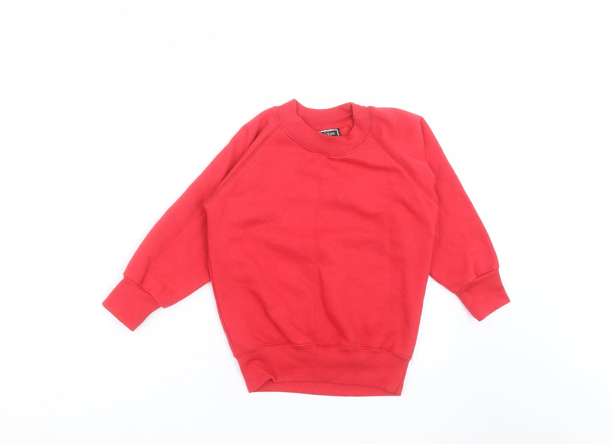 Additional front view of Sheldon boys’ red pullover sweatshirt, size 3-4, years - schoolwear
