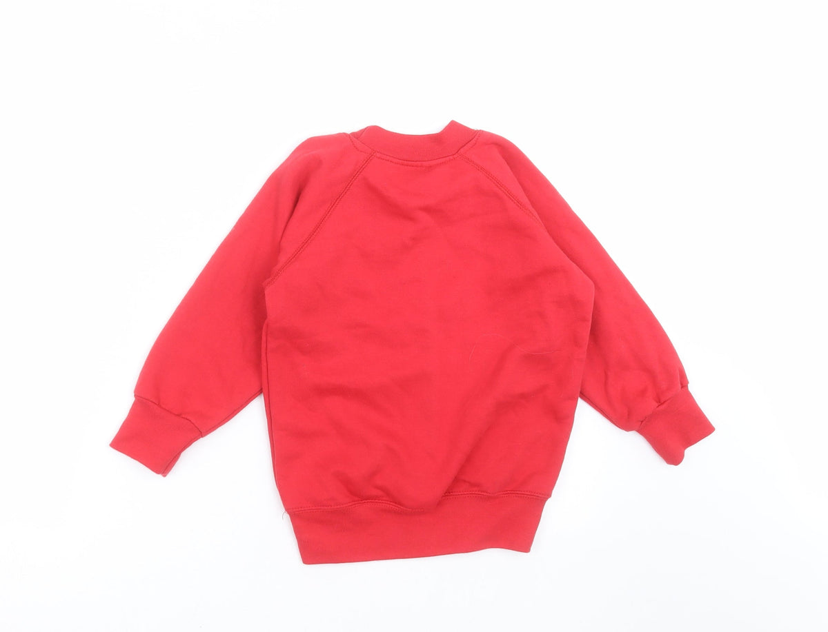 Back view of Sheldon boys’ red pullover sweatshirt, size 3-4, years - schoolwear