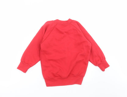 Back view of Sheldon boys’ red pullover sweatshirt, size 3-4, years - schoolwear