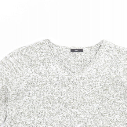 M&Co Womens Green Geometric Knit Pullover Jumper Size 12