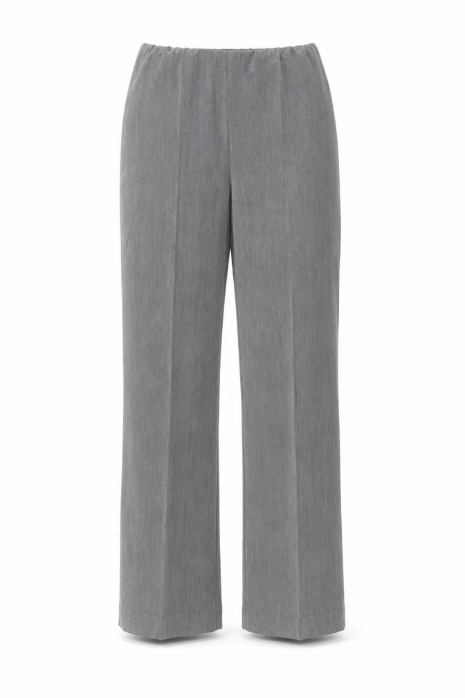 Front view of Preworn women’s grey trousers, size UK 12, 28-inch leg