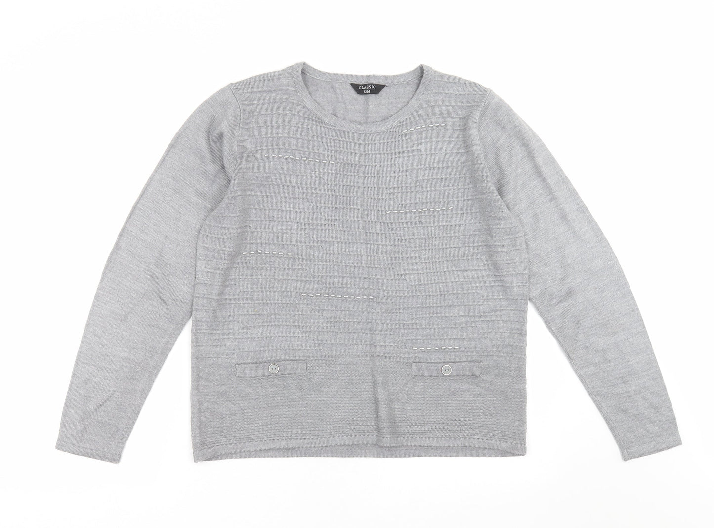 Womens UK Size S Classic Grey Pullover Jumper