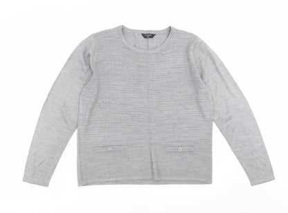 Womens UK Size S Classic Grey Pullover Jumper