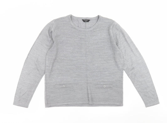 Womens UK Size S Classic Grey Pullover Jumper
