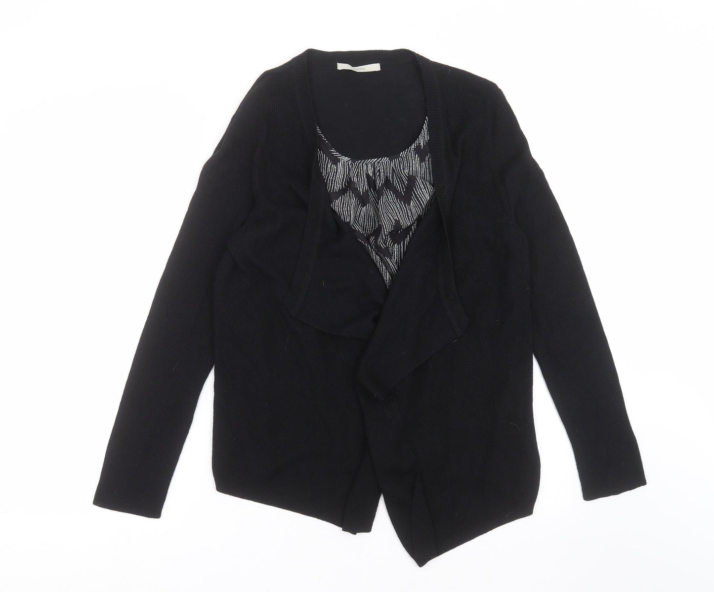 George Womens Black Geometric Knit Cardigan Jumper Size 12  - blouse with cardigan
