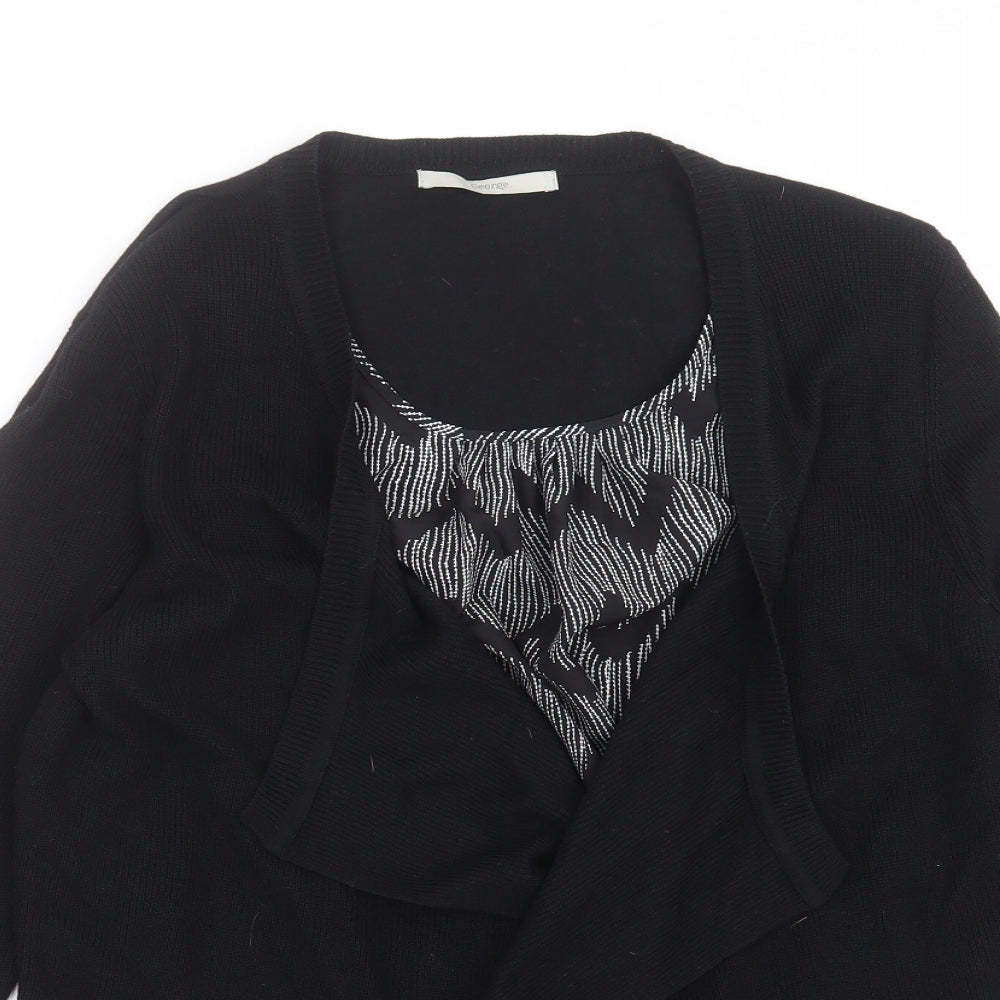 George Womens Black Geometric Knit Cardigan Jumper Size 12  - blouse with cardigan