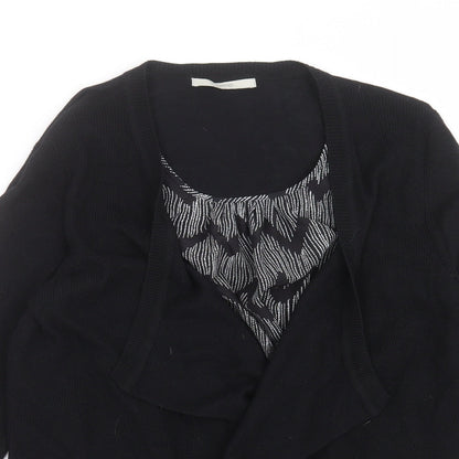 George Womens Black Geometric Knit Cardigan Jumper Size 12  - blouse with cardigan