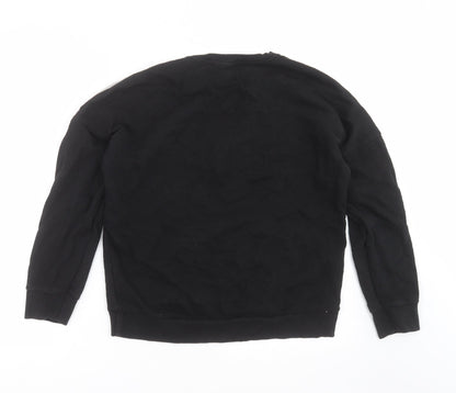 Back view of New Look women’s black geometric pullover sweatshirt, size UK 10
