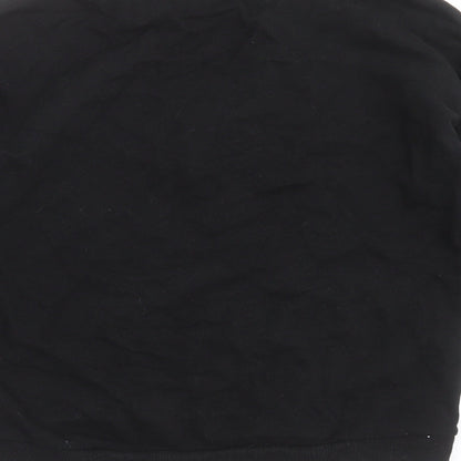 Brand and care label for New Look women’s black geometric pullover sweatshirt, size UK 10